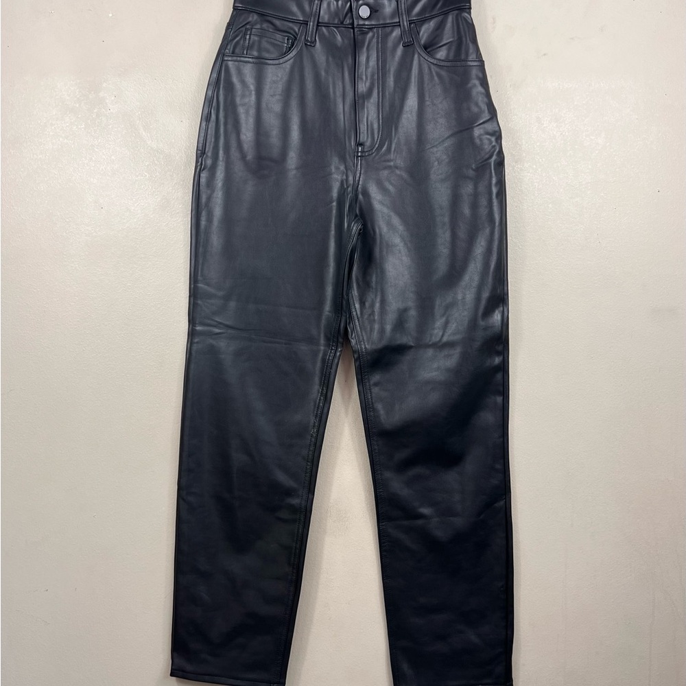 Abercrombie & Fitch Black Faux-Leather Slim Straight Pants